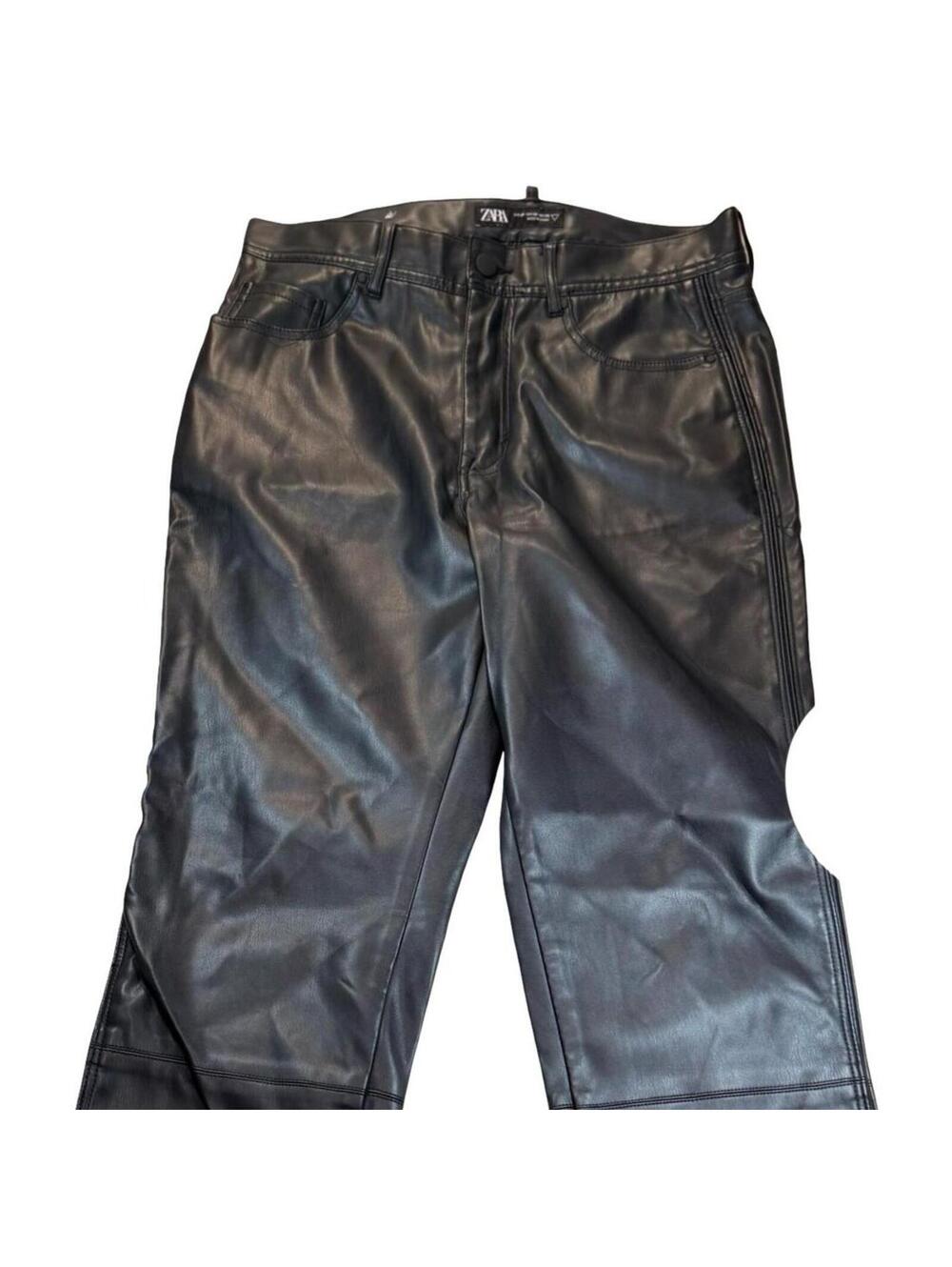 Zara Black Faux Leather Pants Size 30